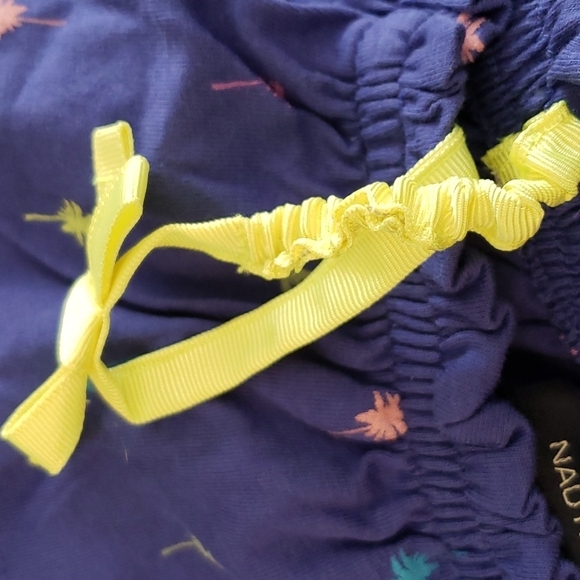 Nautica Girls' Blue Ruffle Top Neon Palm Tree Print Cold Shoulder Dress Size 5 - Picture 4 of 7